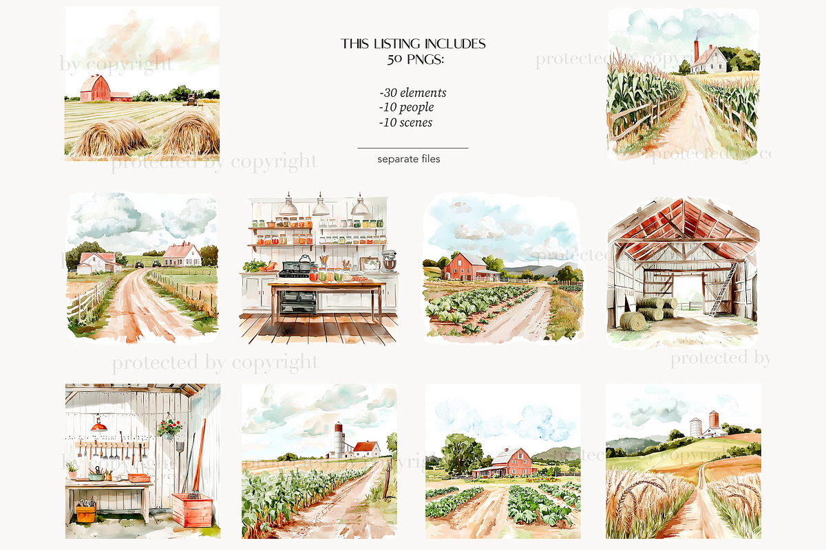 Farm Life Clipart | Animals Images, a Seasonal Illustration by GlamArtZhanna (Photo 5 of 8)