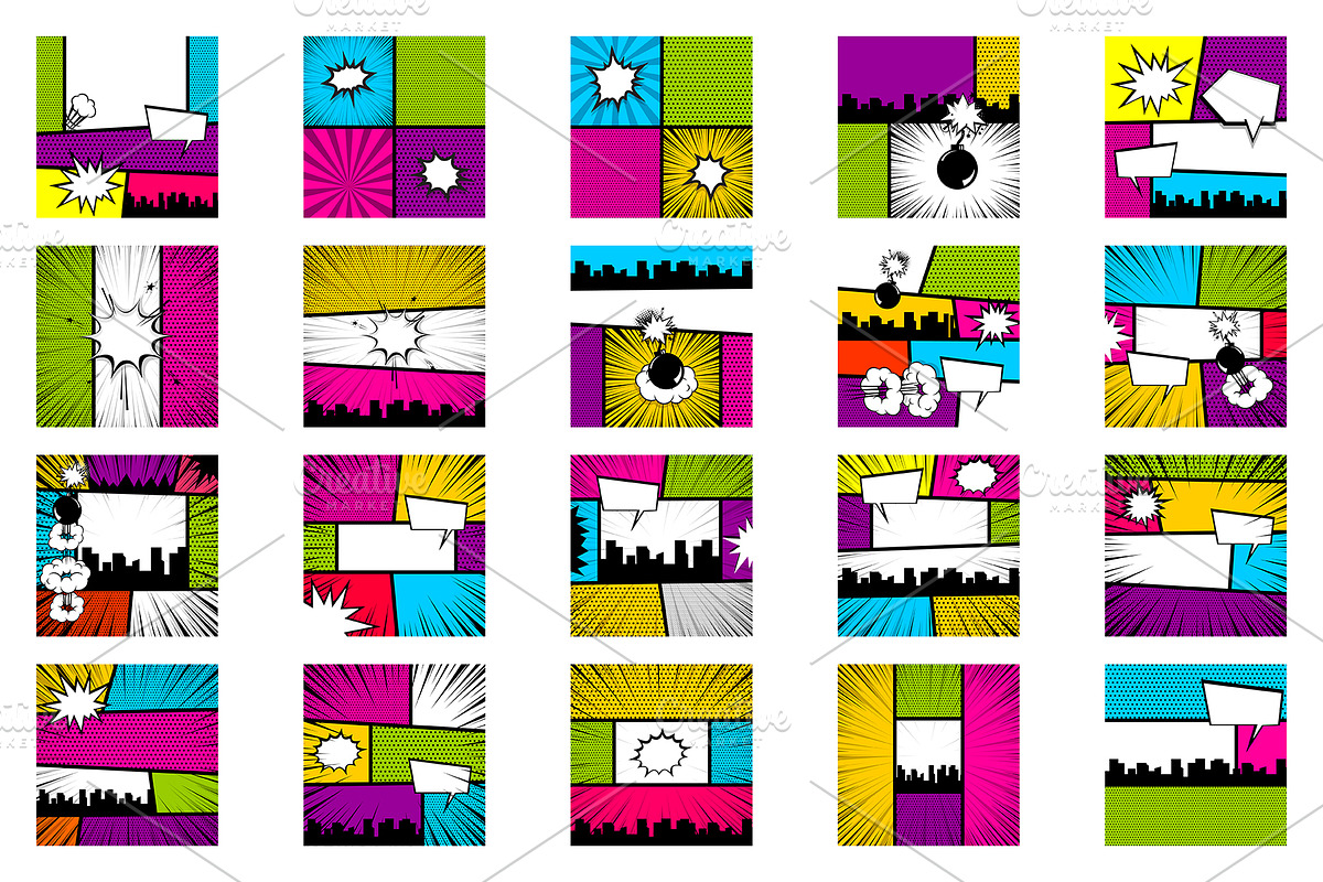 20 SET Comic Book Pop art background, an Illustration by Kapitosh (Photo 3 of 3)