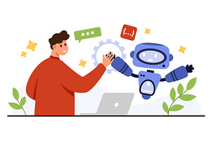 Human and AI Collaboration for Data, a Person Illustration by Flashvector