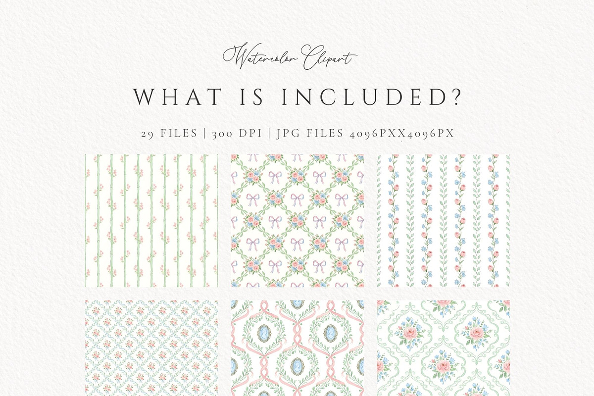 Grandmillennial Seamless Pattern, a Pattern Graphic by Invite to Clipart (Photo 6 of 12)