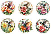 Hummingbird Round Stained Glass Png, an Illustration by Designworld (Thumbnail 3 of 5)