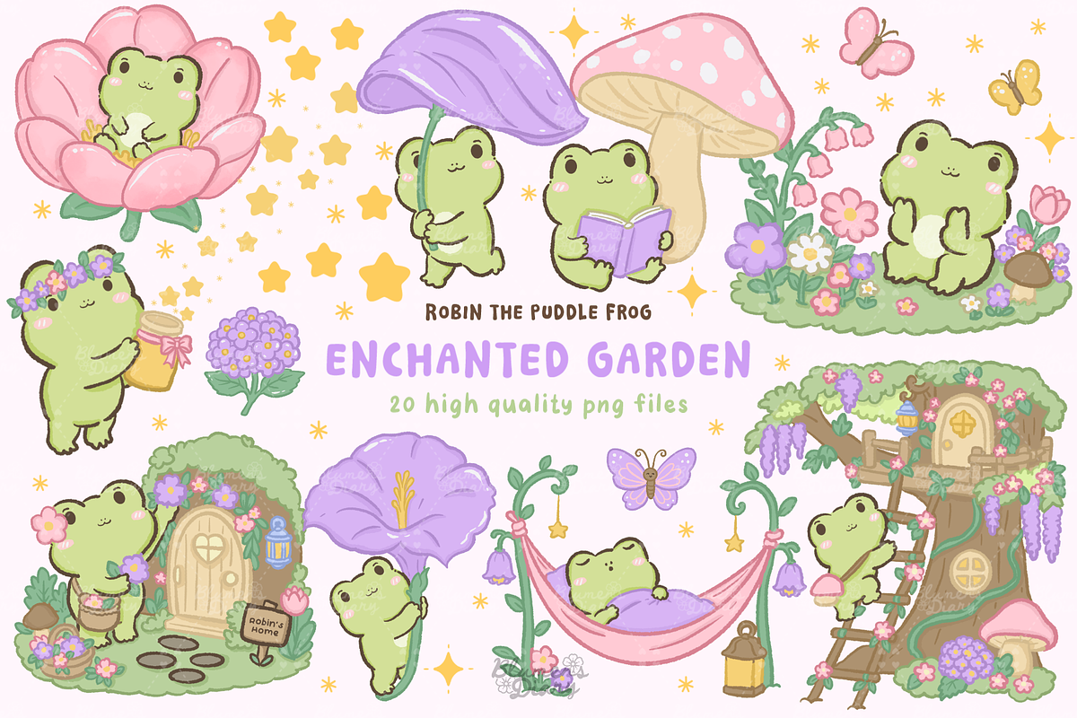 Enchanted Garden Frog Clipart, an Animal Illustration by Blumensdiary (Photo 1 of 6)