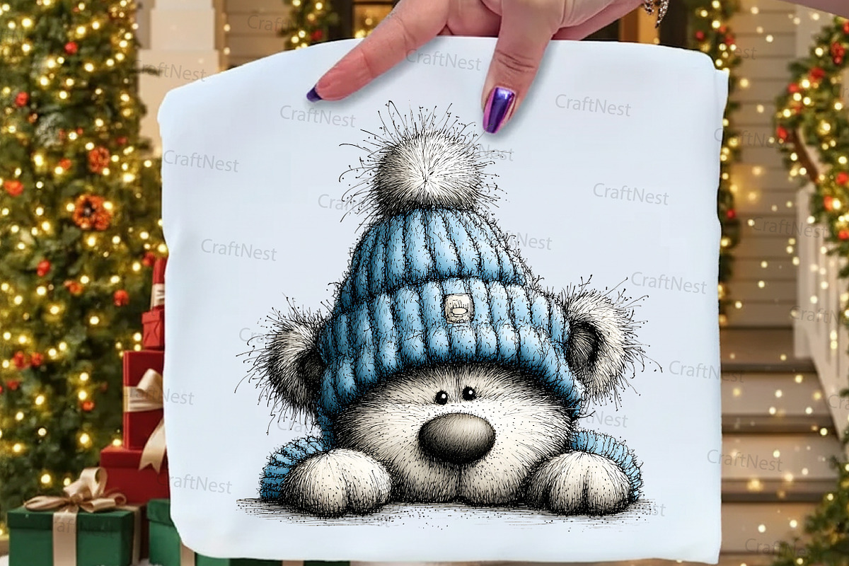 Christmas Teddy Bear Blue Clipart, an Illustration by Craft Nest (Photo 6 of 9)