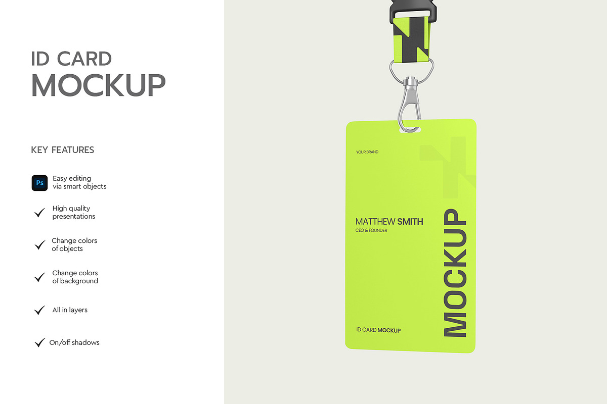 Corporate ID Card Badge Mockup PSD, a Product Mockup by graphypix (Photo 2 of 4)