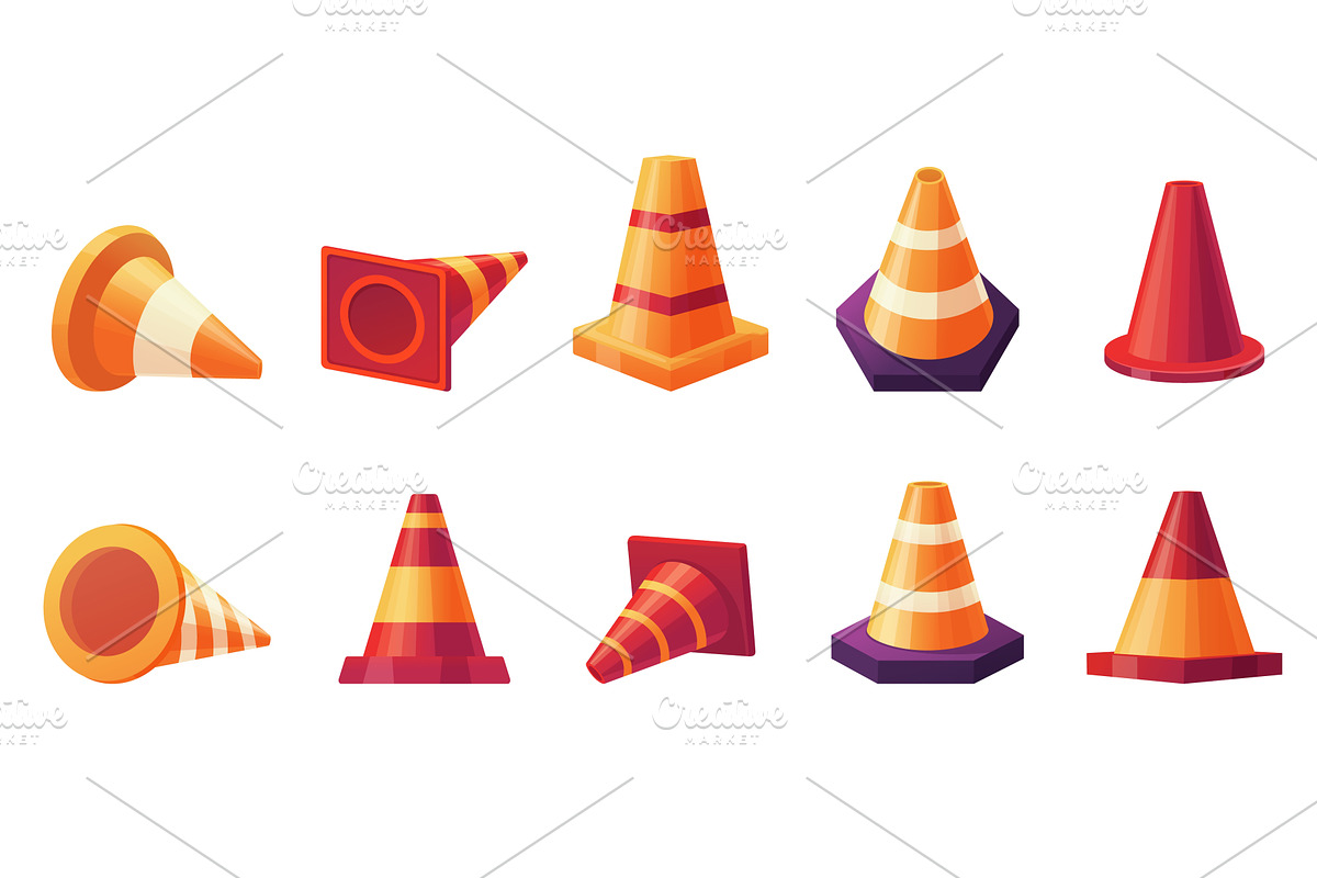 Traffic cones. Striped traffic cone, an Illustration by LadadikArt