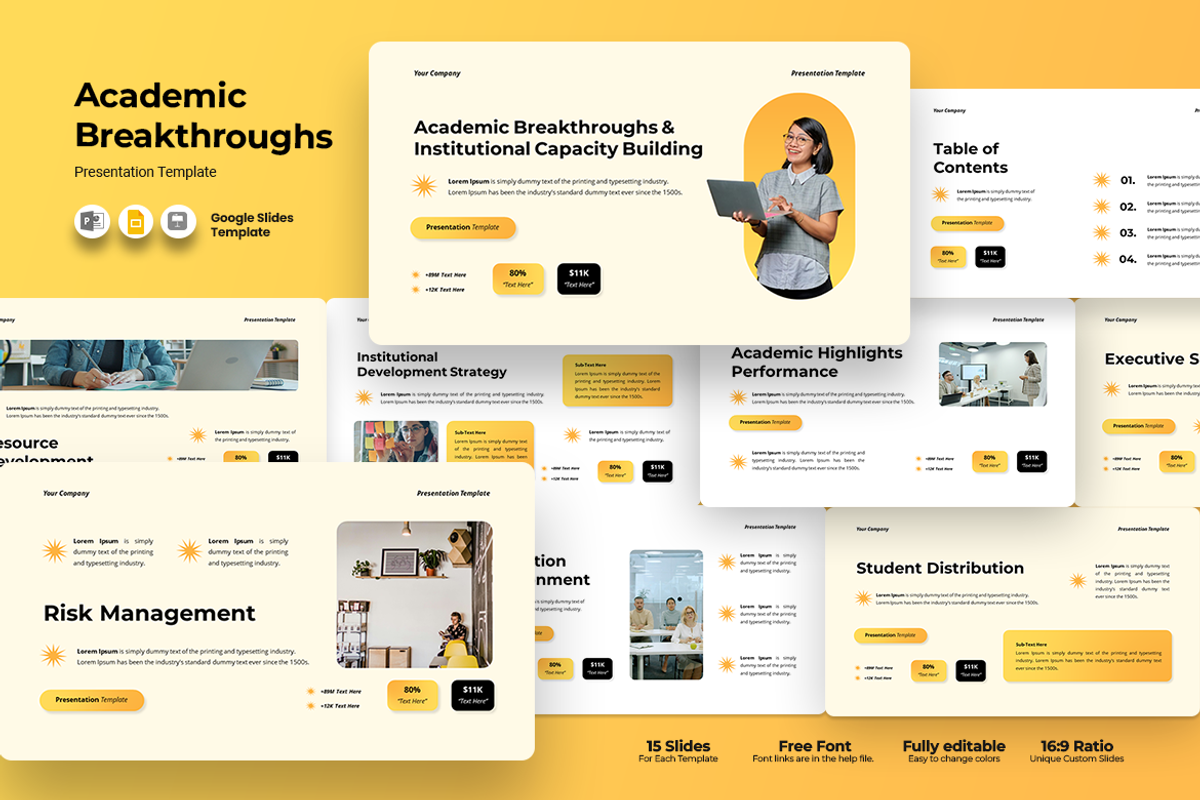 Academic Breakthroughs Google Slides, a Presentation Template by QR Design Studio (Photo 1 of 3)