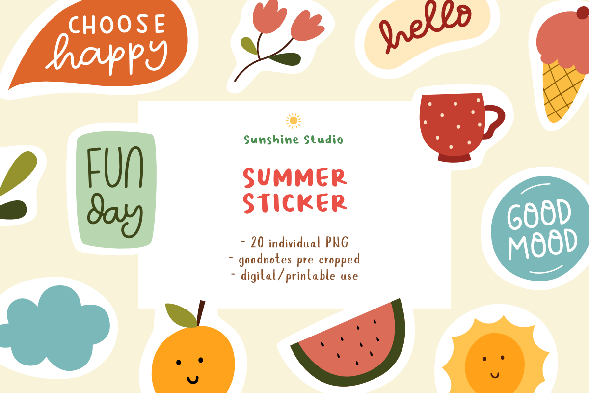 Summer Digital Stiker for Goodnotes, an Illustration by Suntype | Sunshine Std (Photo 1 of 6)