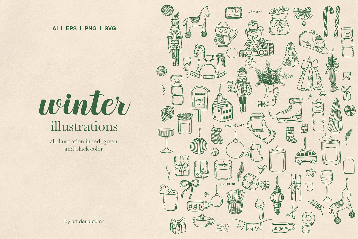 Whimsical Christmas Illustration Set, a Seasonal Illustration by Art Dari Autumn (Photo 4 of 16)