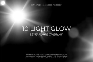 10 Light Glow Lens Flare Overlays, a Texture Graphic by Partikusi Design