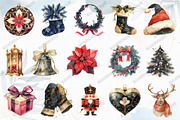 Watercolor Gothic Christmas Clipart, an Illustration by designcity5 (Thumbnail 3 of 5)