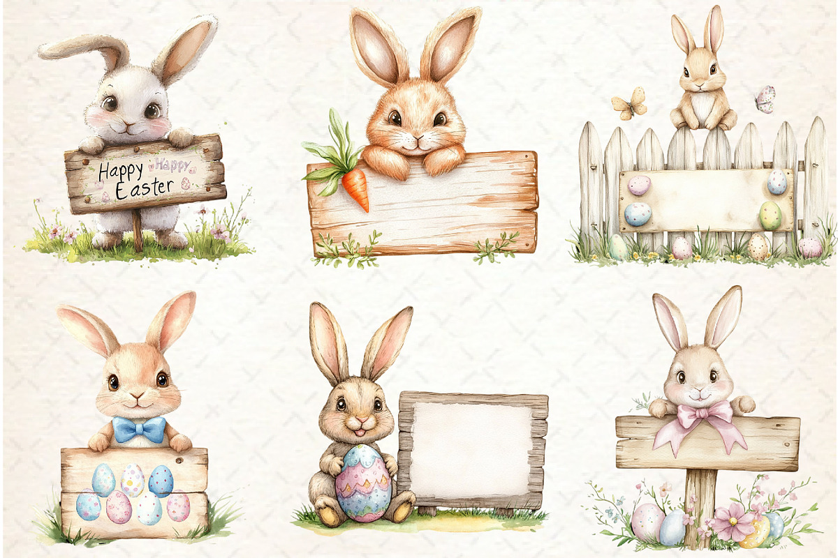 Easter Bunny Sign Board Sublimation, an Illustration by Watercolor design (Photo 4 of 4)