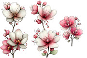 whimsical spring orchid flower clipa, an Illustration by Designworld (Thumbnail 4 of 4)