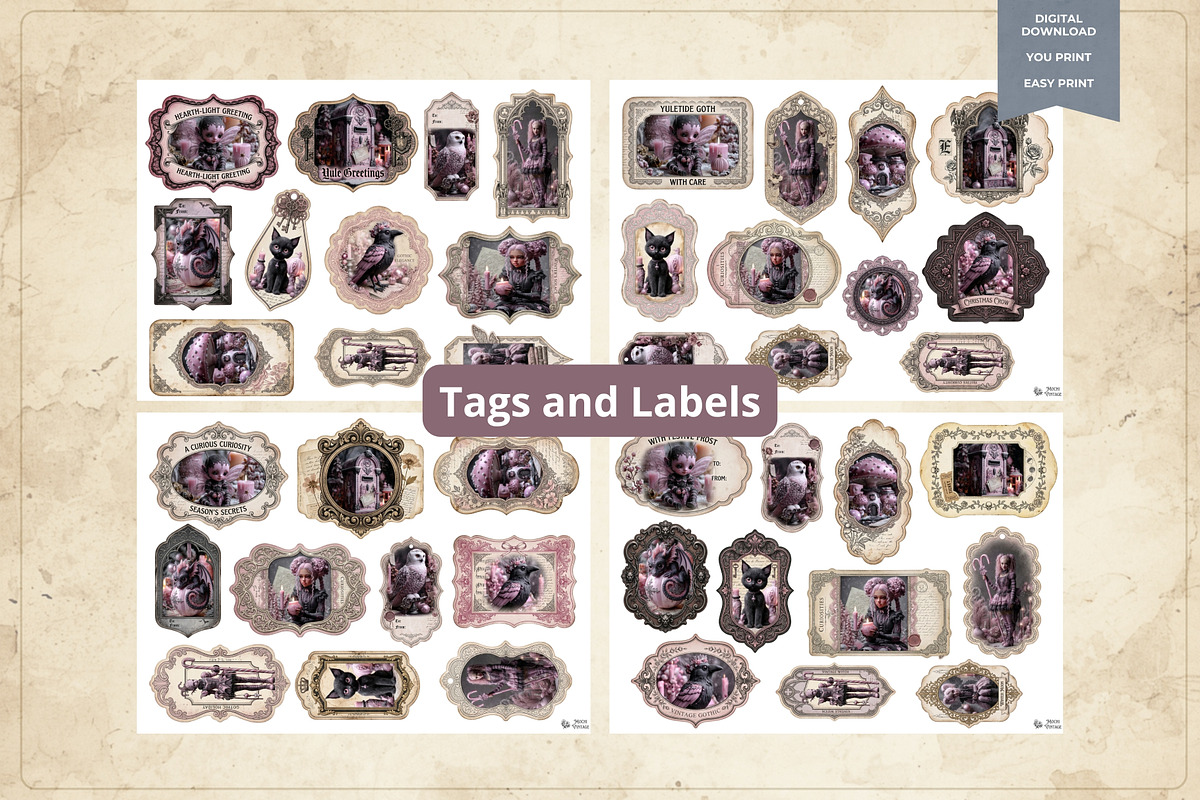 Printable Gothic Ephemera, an Education Illustration by Print Haven Mochi Vintage (Photo 2 of 4)