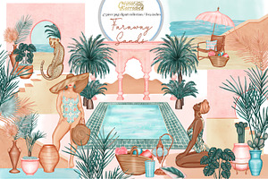 Faraway Sands - Watercolor Clipart