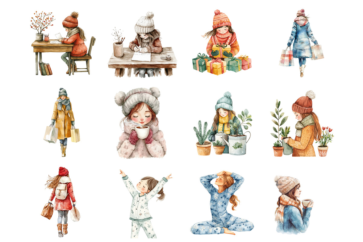 Daily Routine Winter Girl, an Illustration by Design Market (Photo 2 of 3)