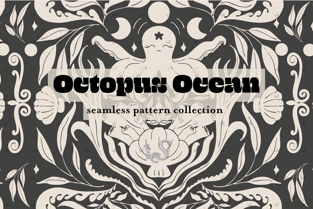 Octopus Ocean Cute Dark Academia, a Pattern Graphic by Little Creative Scribbles (Photo 1 of 13)