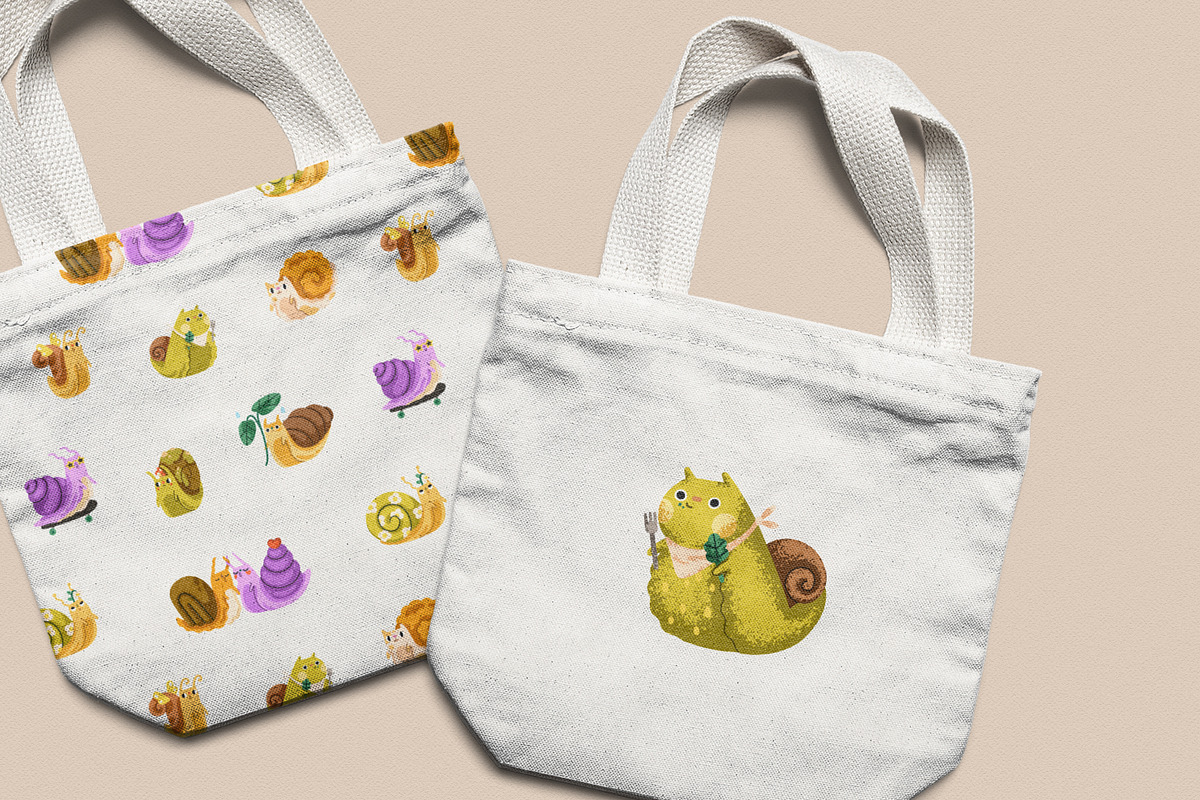Cute snails set, seamless patterns, an Animal Illustration by Good Studio (Photo 17 of 18)