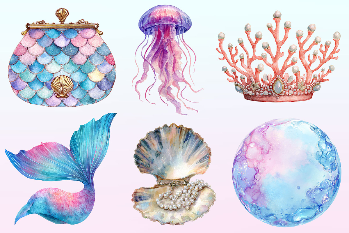 Little Mermaid Under the Sea Clipart, a Graphic by CitraGraphics (Photo 2 of 4)