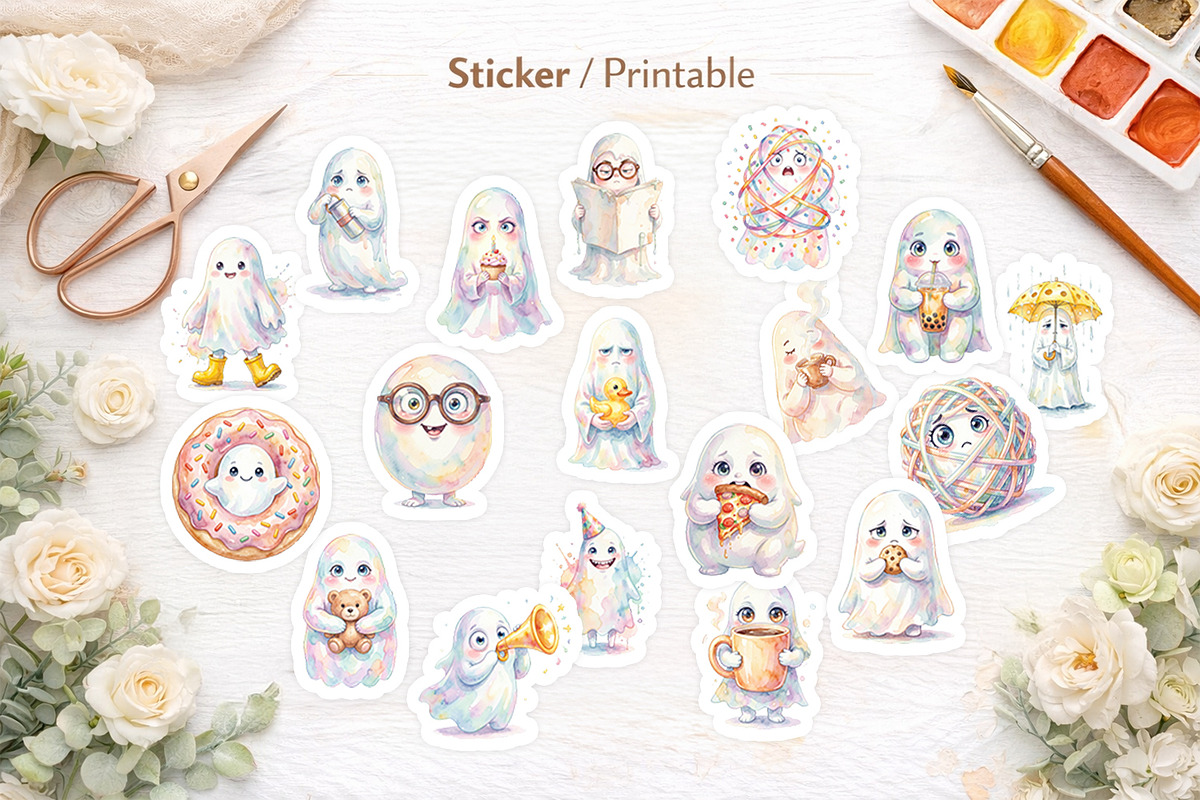 UglyCute Ghost Sublimation PNG, an Illustration by Artnoy (Photo 7 of 8)