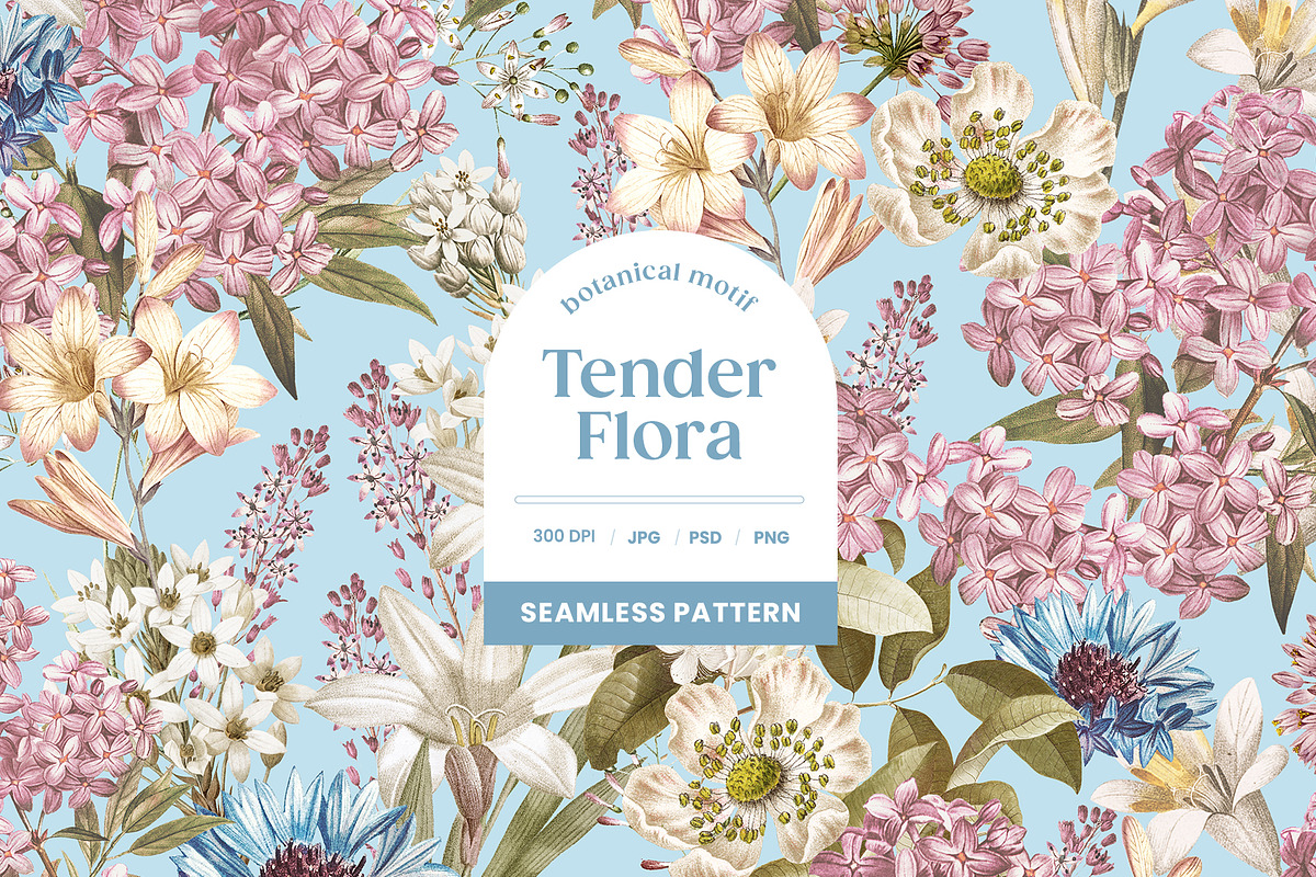 Tender Flora Botanical Pattern, a Pattern Graphic by Yello_illustration (Photo 1 of 14)