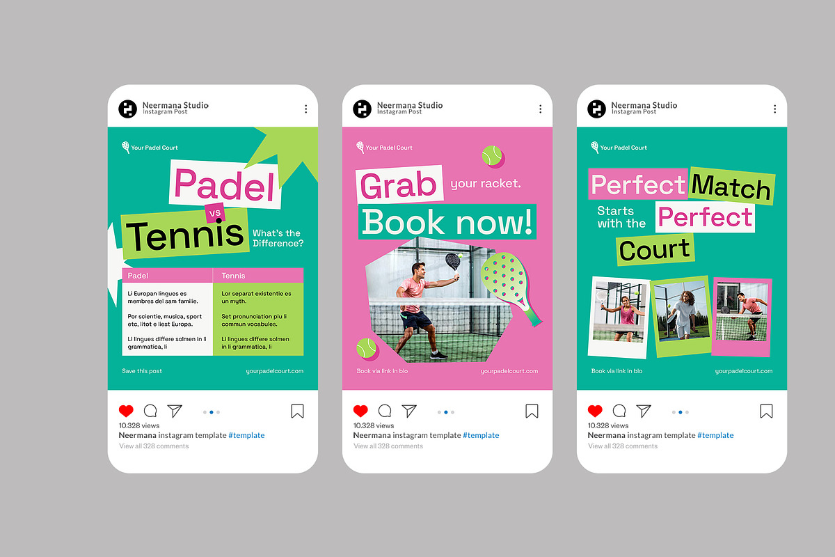 Teal Pink Padel Court Instagram Post, a Social Media Template by Neermana (Photo 3 of 4)