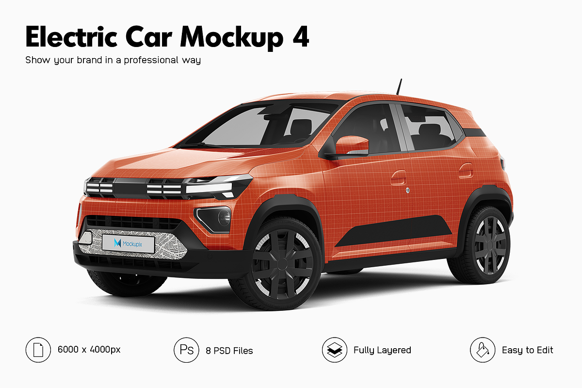 Electric Car Mockup 4, an Advertising Mockup by Mockupix (Photo 1 of 12)