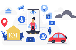 Smart home iot cloud technology, a Technology Illustration by Lemberg Vector