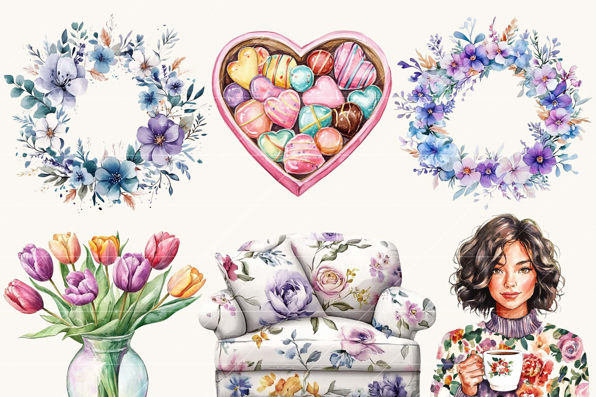 Watercolor Mothers Day Clipart, a Person Illustration by Design Scotch (Photo 3 of 9)