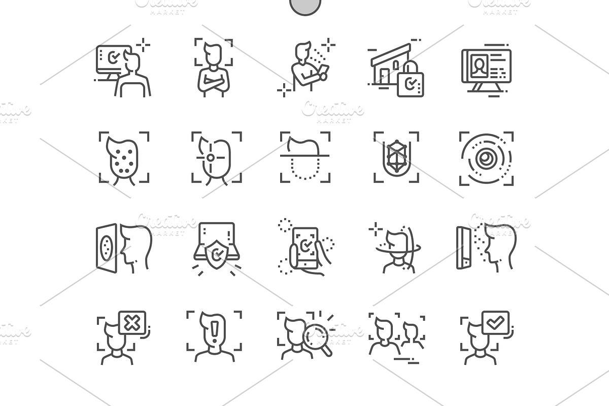 Face Detection Technology Line Icons, an Outline Icon by Palau