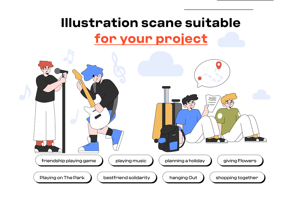 Friendship 2D Illustration Pack, a Person Illustration by orenjidesign (Photo 4 of 8)