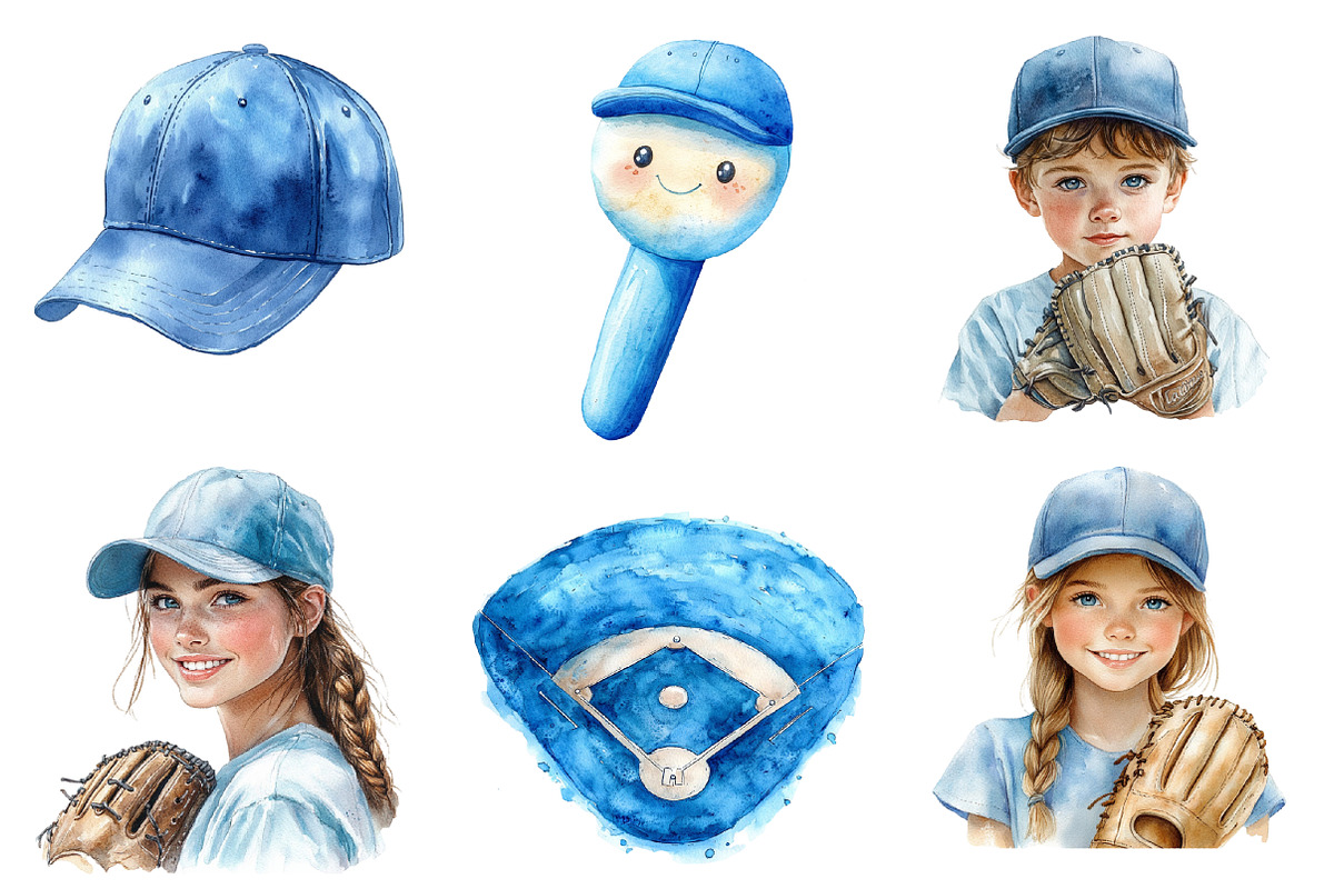 Baseball Kids Clipart PNG, an Illustration by SinaCreation (Photo 4 of 5)