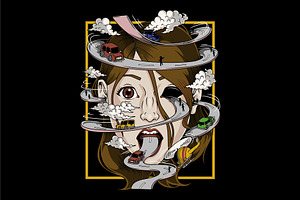 Woman Head with Spiral Road, an Object Illustration by Judsart