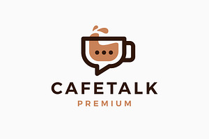 Coffee Talk Chat Bubble Cup Logo