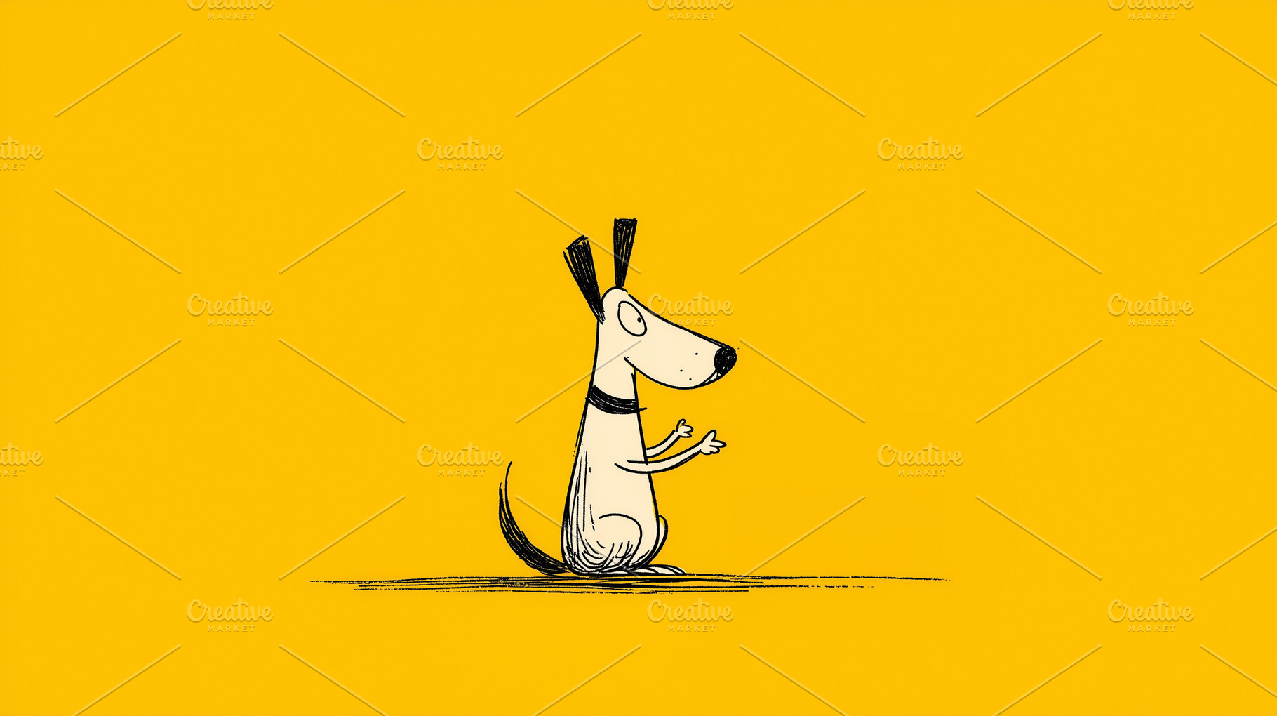 Cartoon dog sitting and begging on, an Animal Photo by MistyDay