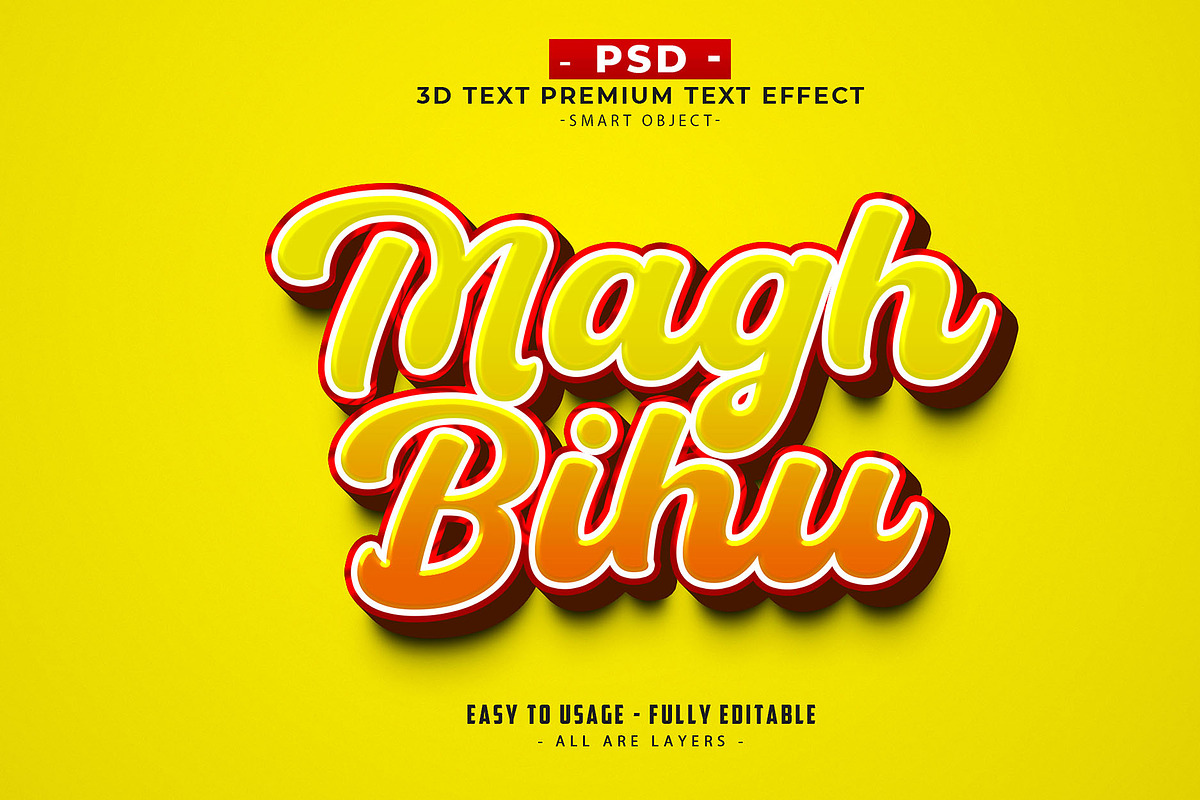 Migh Bihu Editable PSD Text Effect, a Layer Style Add-On by Md Jahidul99 (Photo 1 of 2)