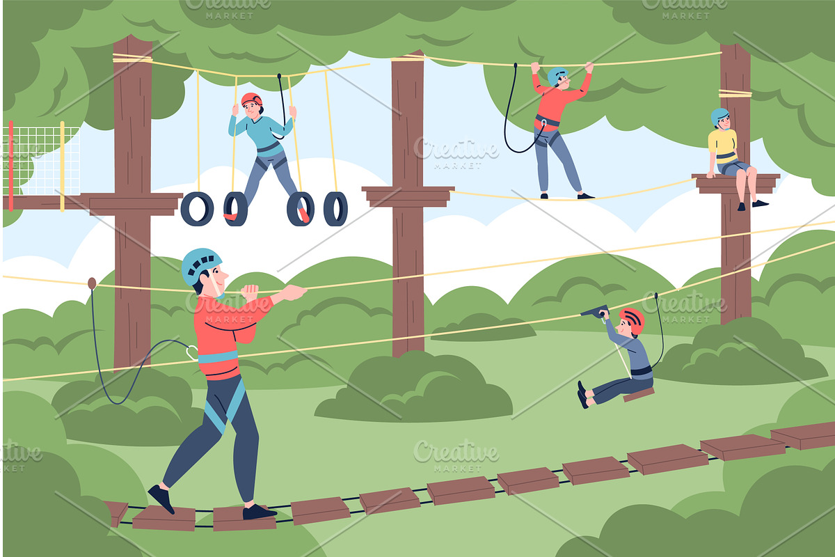 Rope park walking. Extreme, a Sport Illustration by LadadikArt