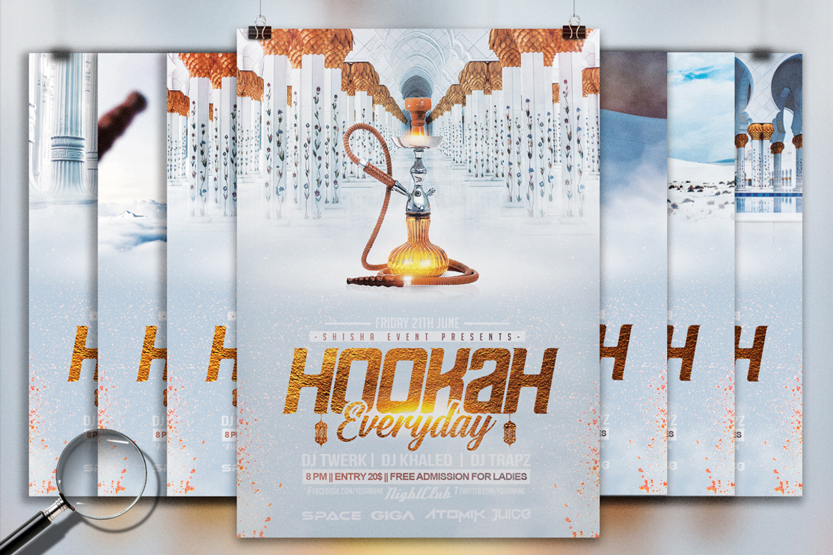 Hookah Everyday | 6 Flyer Designs, a Flyer Template by GIGA-TEMPLATE (Photo 1 of 13)