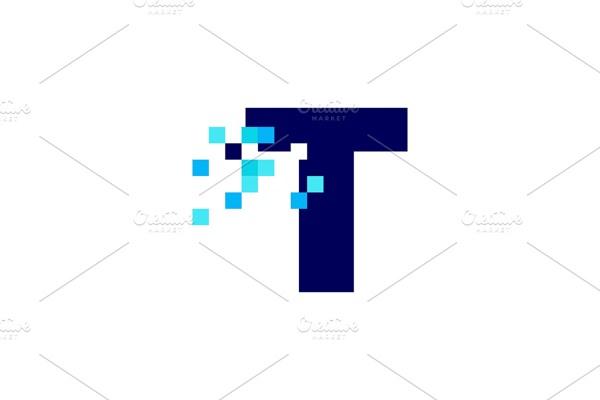 t letter pixel mark digital 8 bit, a Branding & Logo Template by VASTARD STUDIO