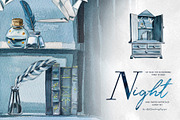Hand-Painted Night Clipart Set, an Animal Illustration by ArtCreationsDesign (Thumbnail 19 of 29)