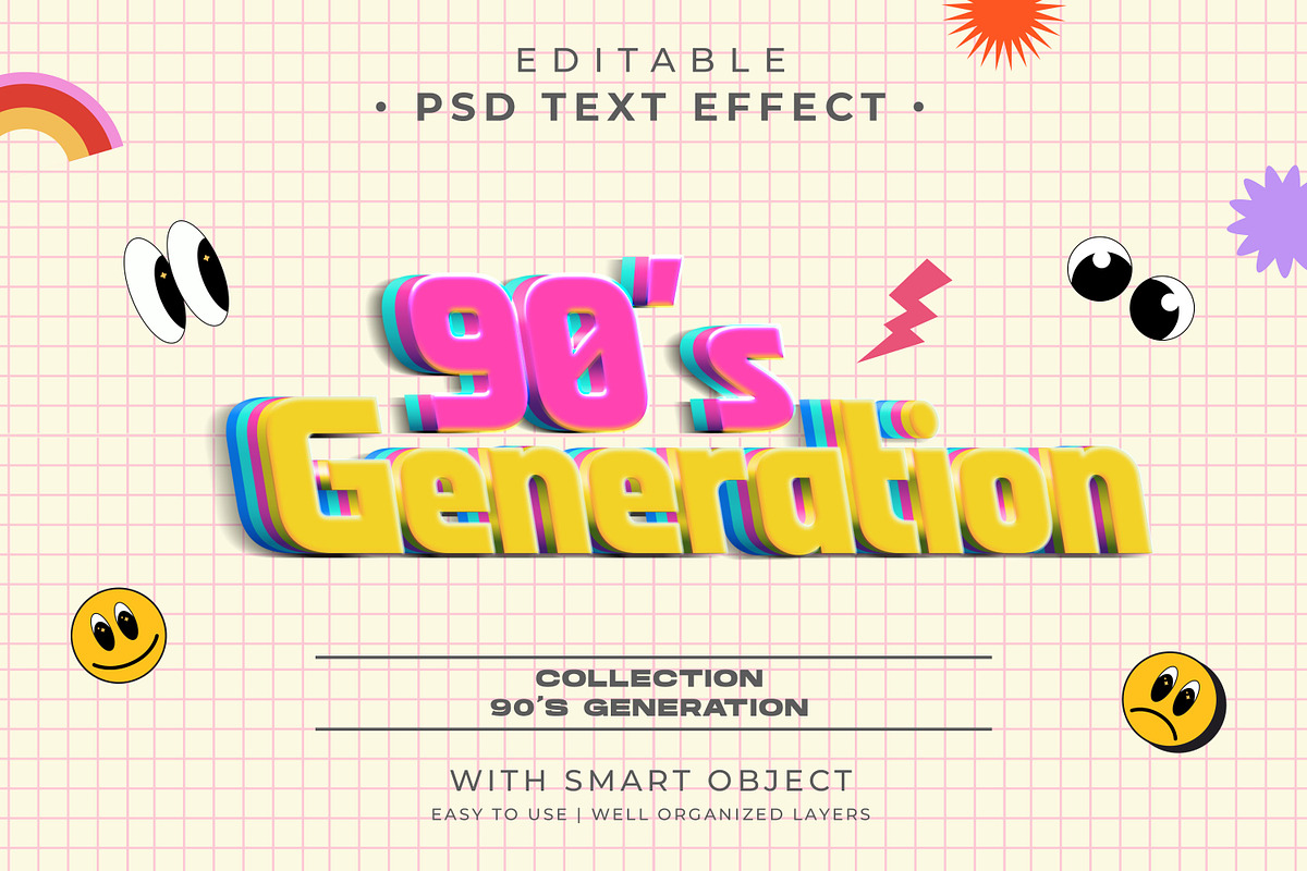 90's Pop Text Effect PSD, a Brushes & More by Antproject (Photo 3 of 5)