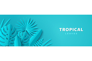 Summer blue tropical leaves