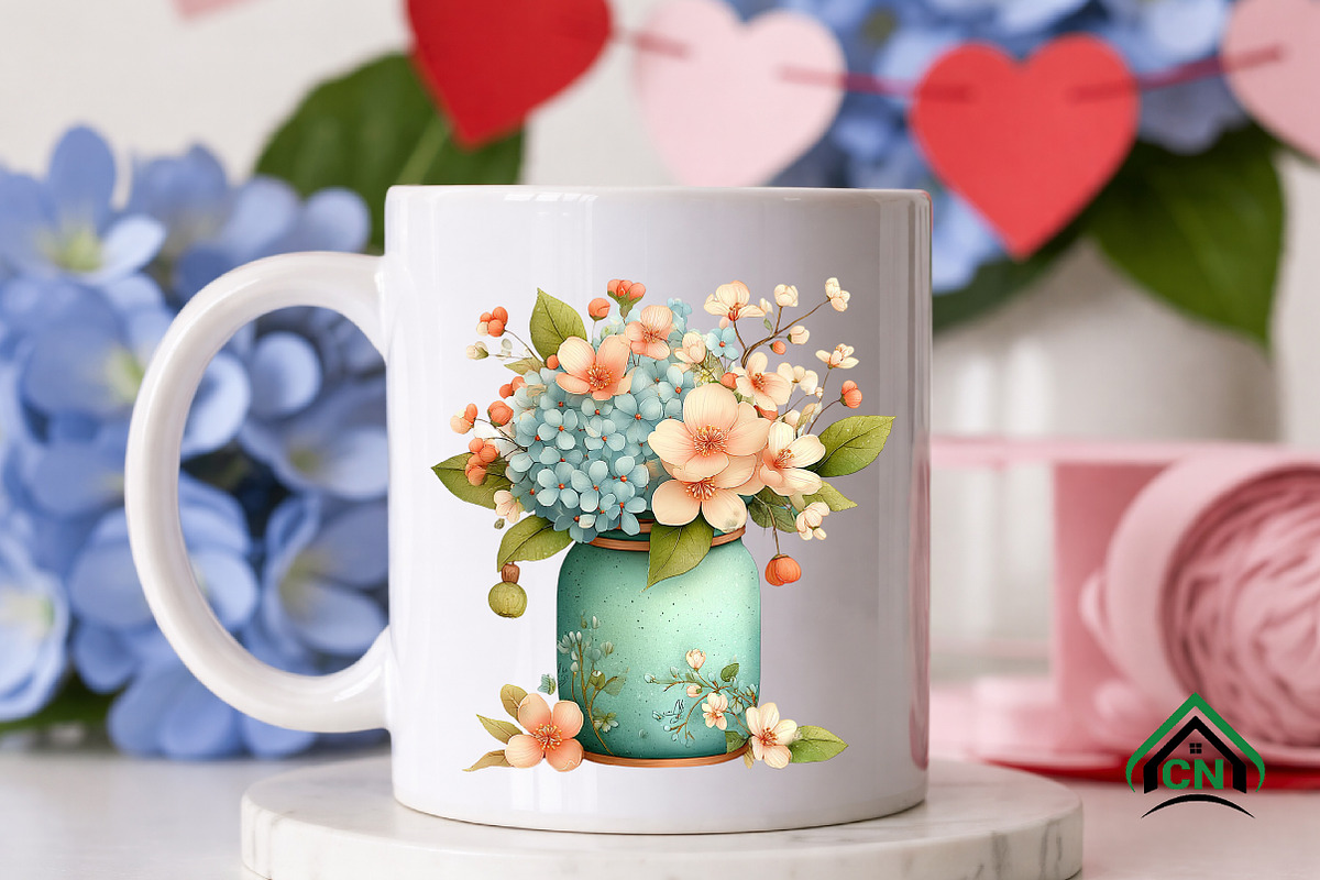 Watercolor Spring Mason Jar Clipart, an Illustration by Craft Nest (Photo 8 of 12)