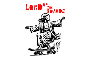 Skateboarding Jesus t-shirt vector, an Illustration by AlexArt