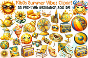 1960s Summer Vibes Clipart, an Illustration by Sublimation Artist (Thumbnail 1 of 6)