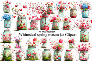 Whimsical spring mason jar Clipart, an Illustration by Designworld