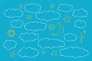 Crayon Clouds and Stars vector art, a Decorative Illustration by Neliakott ♥ (Thumbnail 5 of 6)