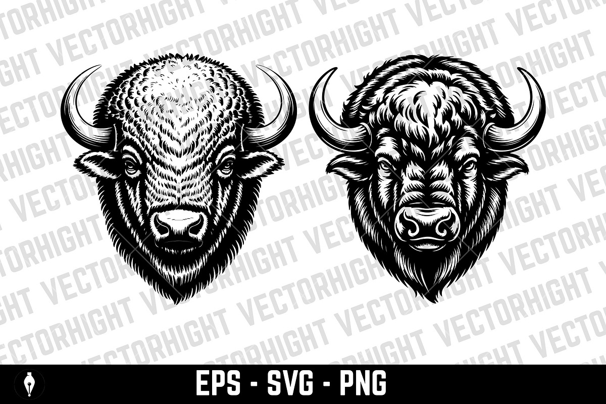 Bison or buffalo head, an Animal Illustration by Vectorhight (Photo 3 of 3)