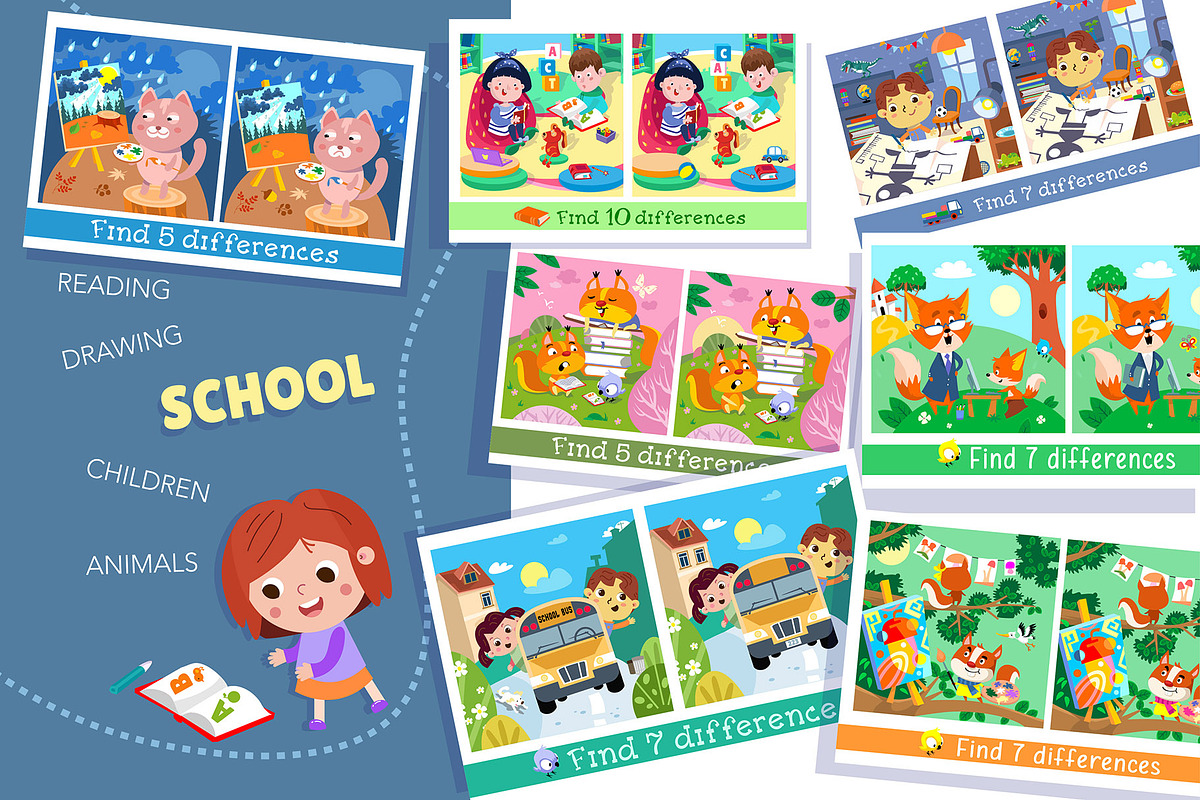 Funny Differences Set, an Education Illustration by ArtyCats (Photo 3 of 9)