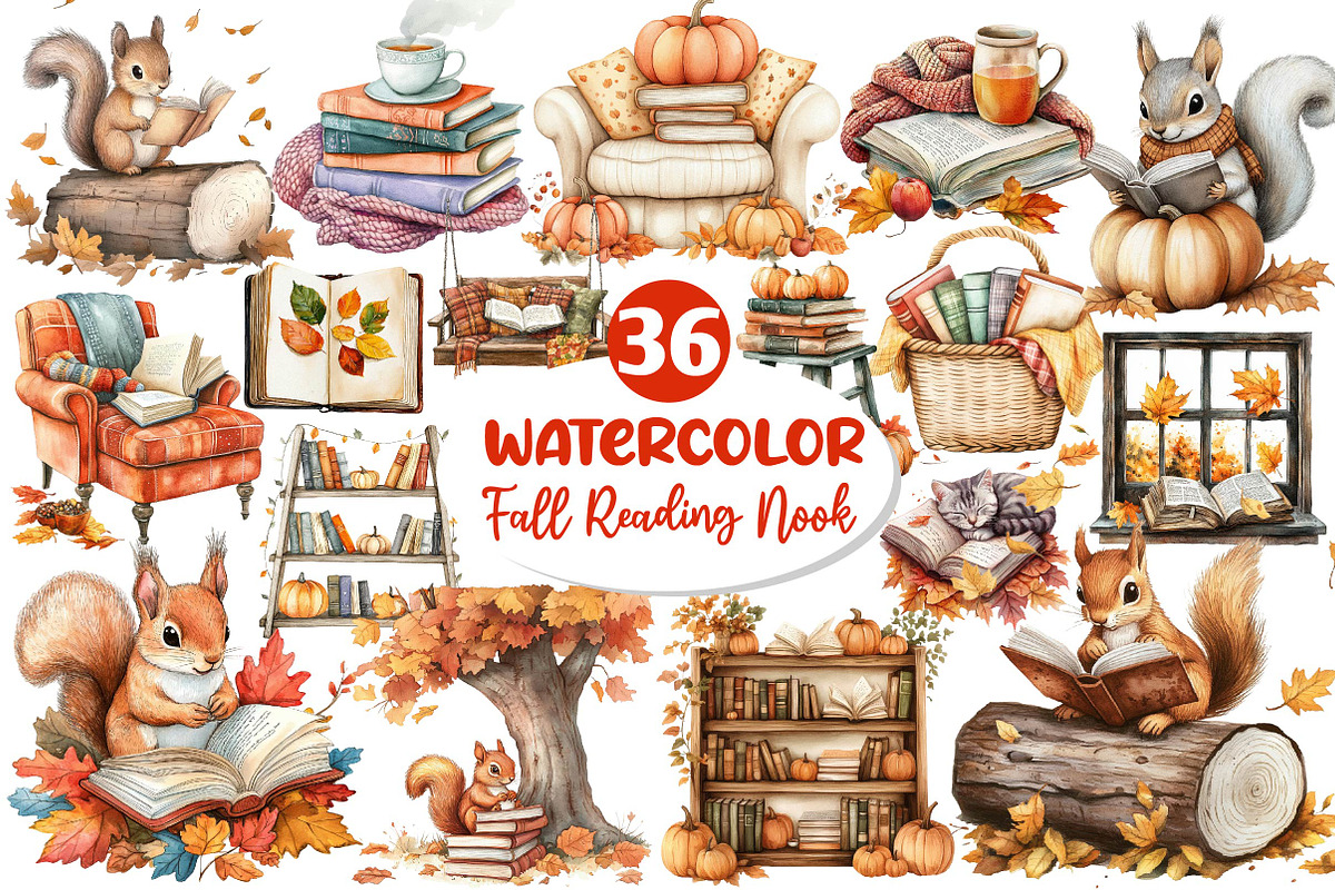 Fall Reading Nook Clipart, an Illustration by Dream Creation (Photo 1 of 4)