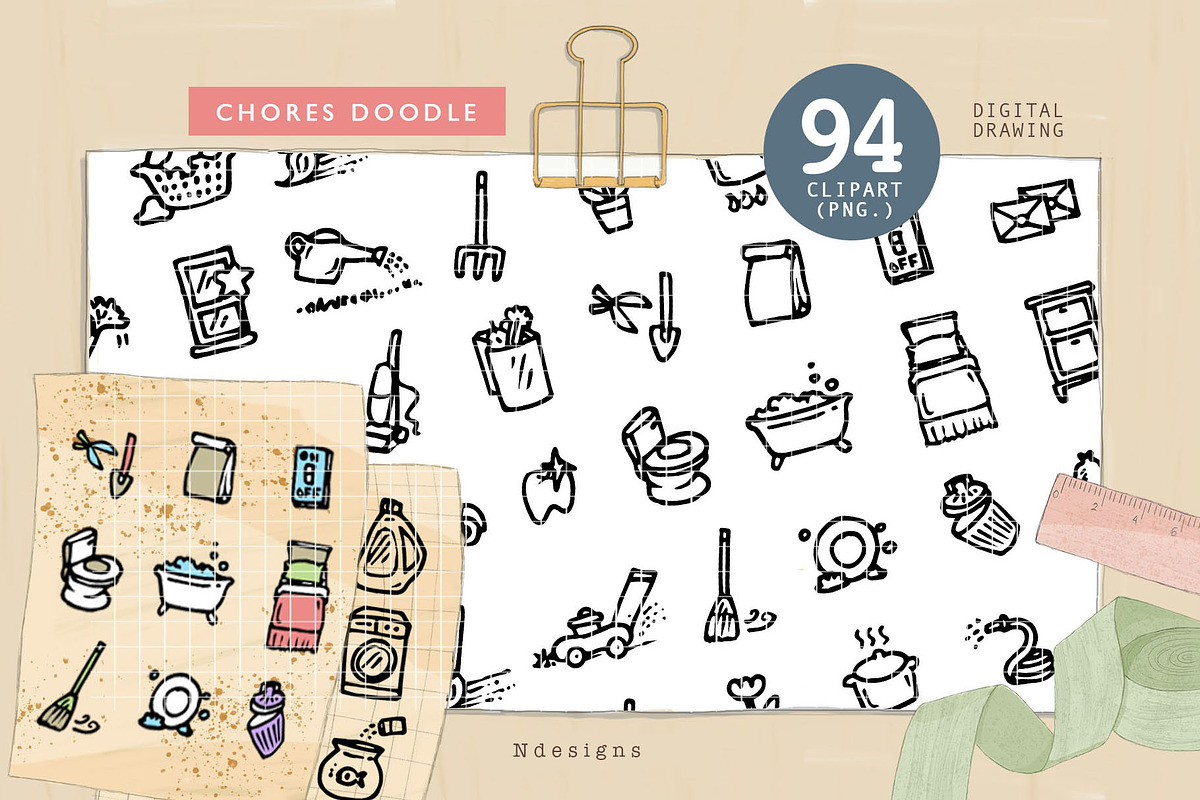 Doodle Drawing Chores, a Food Illustration by NDesigns (Photo 3 of 3)